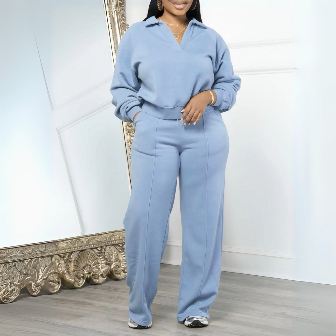 WILA™ - Casual Long Sleeve Sweatshirt and Drawstring Pants Set