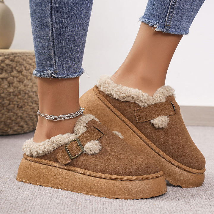 EVANTHE™ - Comfy Platform Short Ankle Buckle Fleece Boots